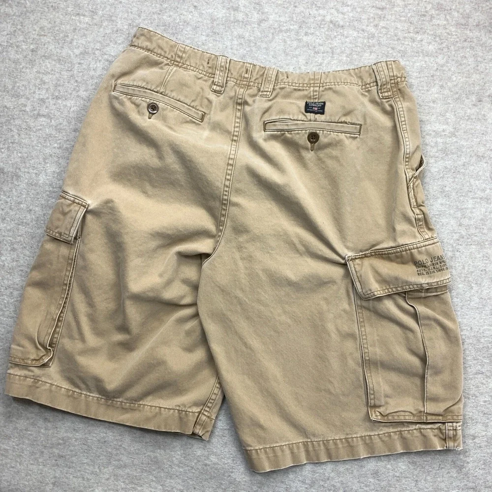Vintage Polo Jeans Co Ralph Lauren Shorts 36 Khaki Cargo Baggy Y2K Grunge Skater